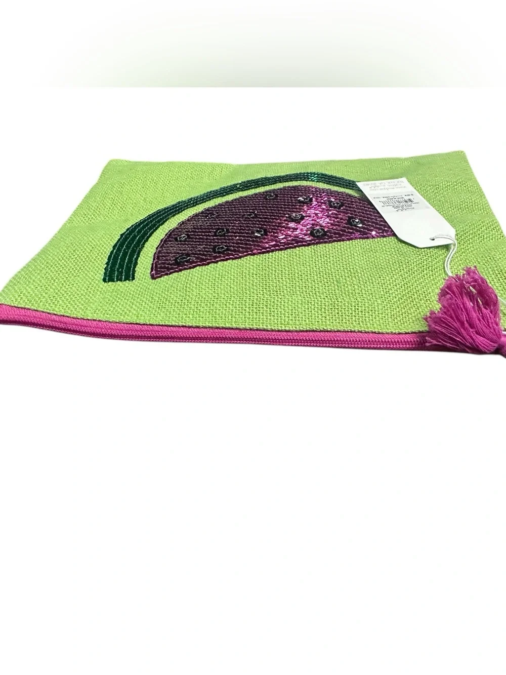 Mud Pie Tropical Dazzle Watermelon Sequin‎ Zip Pouch Clutch Cosmetic Bag NWT